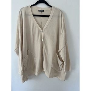 Barefoot Dreams CozyChic Lite Button Up Swing Cardigan Ivory XL NEW